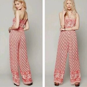 Free People‎ Coral Patterned Jumpsuit